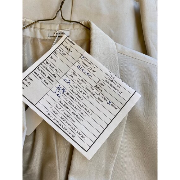 Calvin Klein Mens Beige Two-Button Suit Jacket Size L - Made In India - Picture 10 of 10